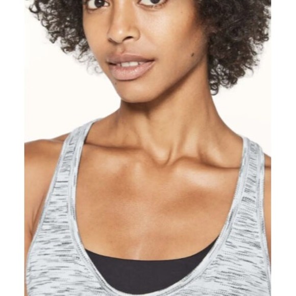 Lululemon Our Sport Tank Tiger Space Dye White Grey Racerback Top Singlet Sz 4 - Picture 10 of 11
